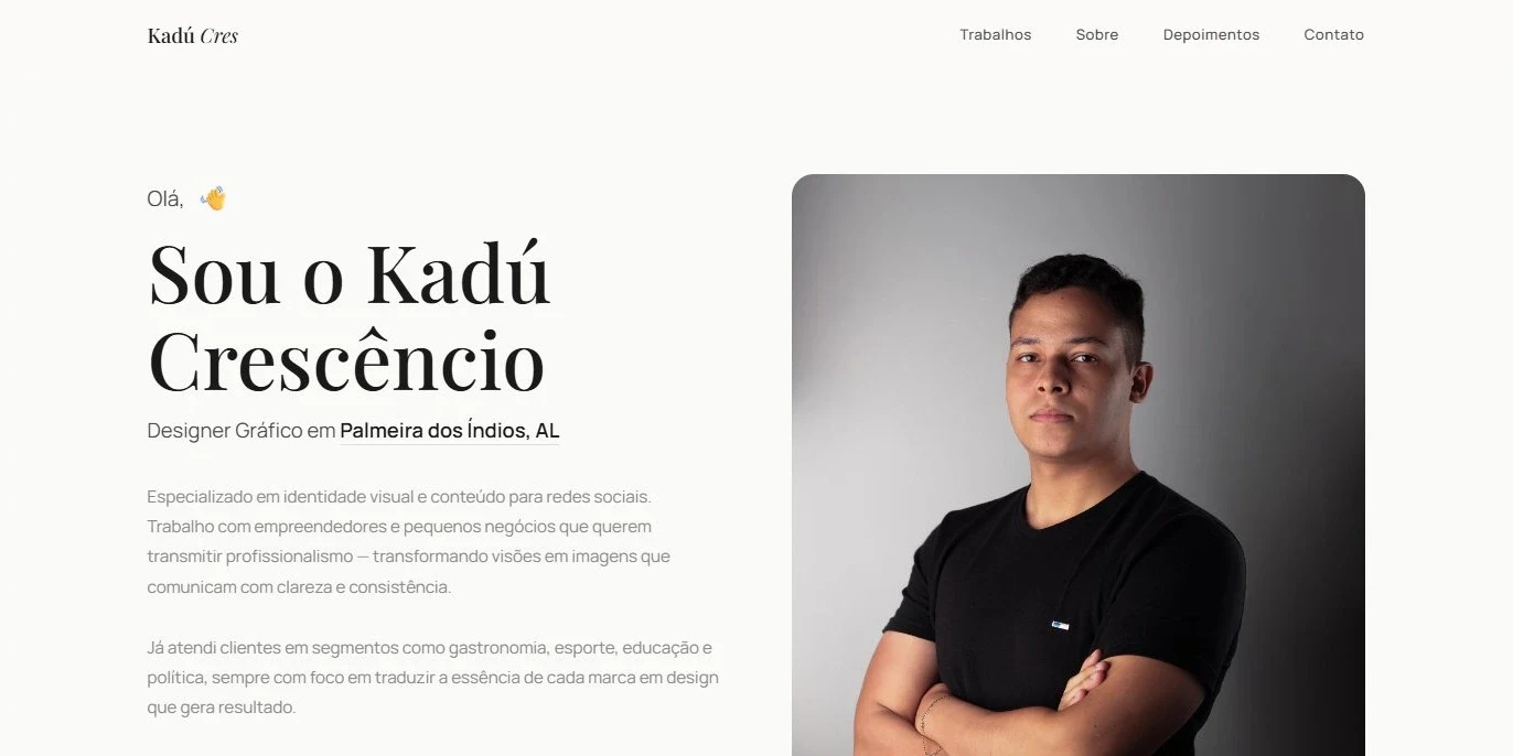 Página inicial do portfólio de Kadu Crescêncio